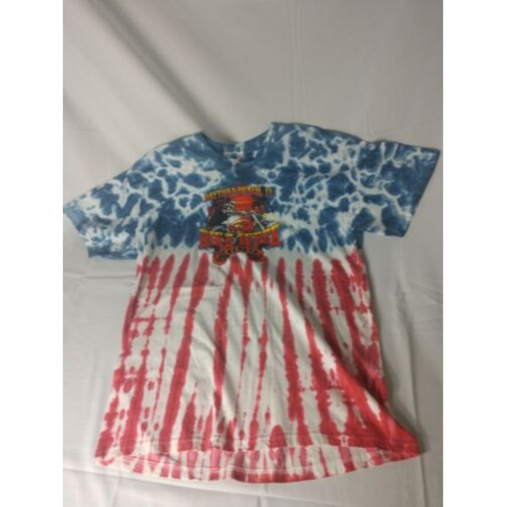 Daytona Beach Bike Week 2009 Mens T-Shirt Size L Red White Blue Tie Dye